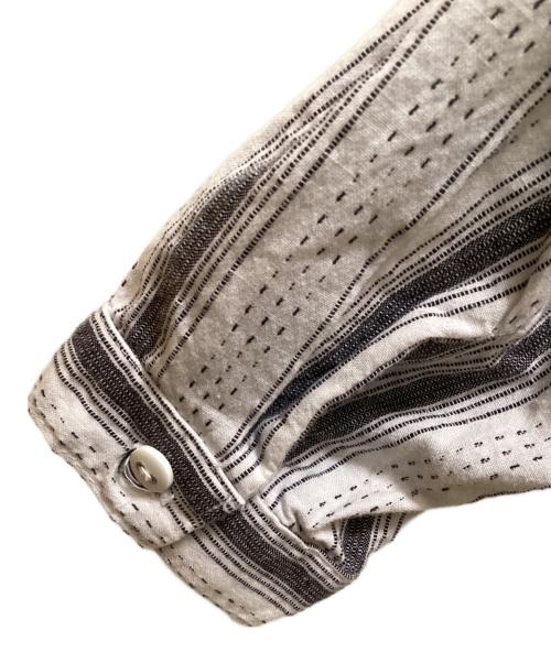 WAH YUMA ARIZ（ワー メーカー ユーマ アリゾナ）WAH YUMA ARIZ (ワー メーカー ユーマ アリゾナ) 80's マオカラーシャツ ホワイト×グレー サイズ:Lの古着・服飾アイテム