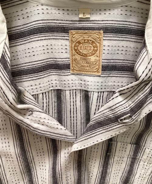 WAH YUMA ARIZ（ワー メーカー ユーマ アリゾナ）WAH YUMA ARIZ (ワー メーカー ユーマ アリゾナ) 80's マオカラーシャツ ホワイト×グレー サイズ:Lの古着・服飾アイテム