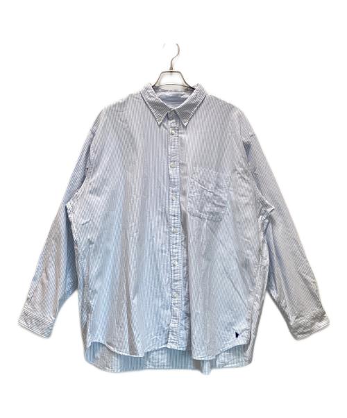 SSZ（エスエスズィー）SSZ (エスエスズィー) ボタンダウンストライプシャツ ブルー×ホワイト サイズ:Lの古着・服飾アイテム