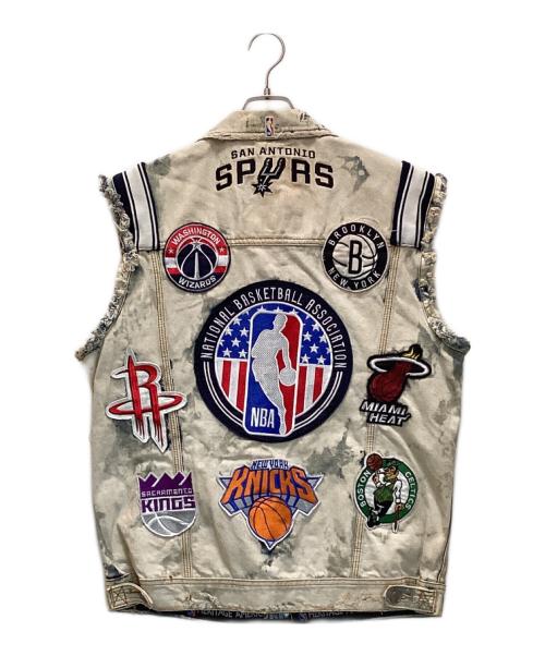 HERITAGE AMERICA（ヘリテージ アメリカ）HERITAGE AMERICA (ヘリテージ アメリカ) ワッペントラッカーデニムベスト ベージュ サイズ:XLの古着・服飾アイテム