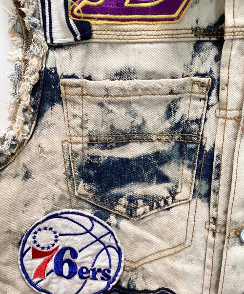 HERITAGE AMERICA（ヘリテージ アメリカ）HERITAGE AMERICA (ヘリテージ アメリカ) ワッペントラッカーデニムベスト ベージュ サイズ:XLの古着・服飾アイテム