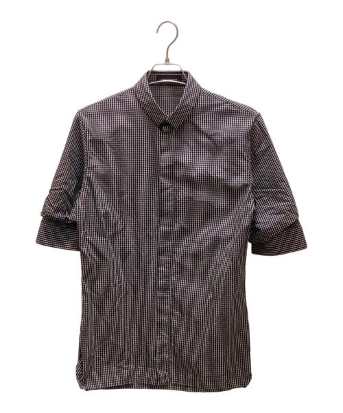 KRIS VAN ASSCHE（クリス ヴァン アッシュ）KRIS VAN ASSCHE (クリス ヴァン アッシュ) 変形チェックシャツ ブラック サイズ:44の古着・服飾アイテム