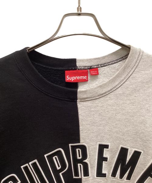 SUPREME（シュプリーム）Supreme (シュプリーム) スプリットクルーネックスウェットシャツ ブラック×グレー サイズ:Lの古着・服飾アイテム