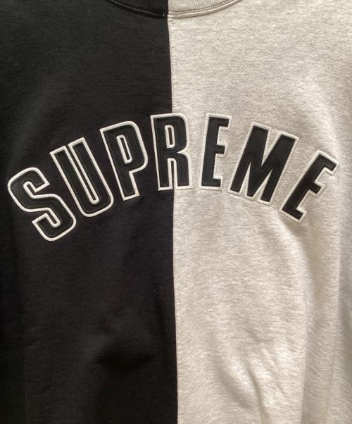 SUPREME（シュプリーム）Supreme (シュプリーム) スプリットクルーネックスウェットシャツ ブラック×グレー サイズ:Lの古着・服飾アイテム