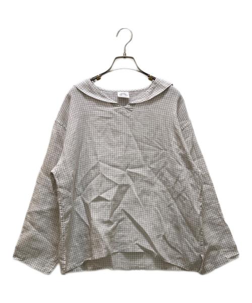 ORCIVAL（オーシバル）ORCIVAL (オーシバル) セーラーロングスリーブ チェックプルオーバー ホワイト×グレー サイズ:FREEの古着・服飾アイテム