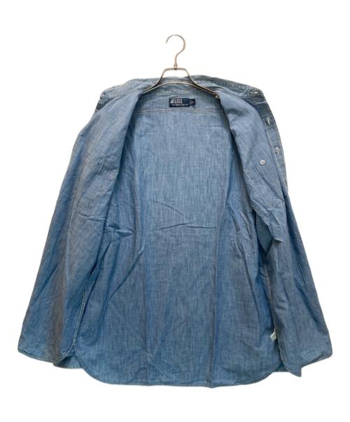 POLO RALPH LAUREN（ポロ・ラルフローレン）POLO RALPH LAUREN (ポロ・ラルフローレン) ステンシルプリントシャンブレーシャツ ブルー サイズ:XLの古着・服飾アイテム