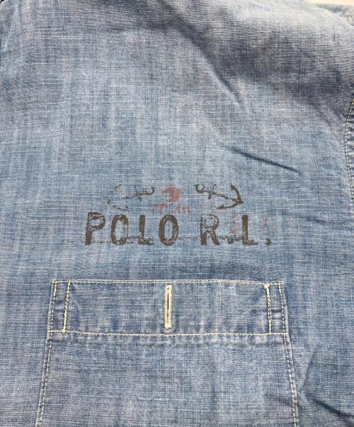 POLO RALPH LAUREN（ポロ・ラルフローレン）POLO RALPH LAUREN (ポロ・ラルフローレン) ステンシルプリントシャンブレーシャツ ブルー サイズ:XLの古着・服飾アイテム