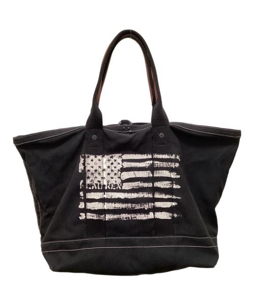 POLO JEANS CO.（ポロジーンズカンパニー）POLO JEANS CO. (ポロジーンズカンパニー) 星条旗プリント キャンバストートバッグ ブラックの古着・服飾アイテム