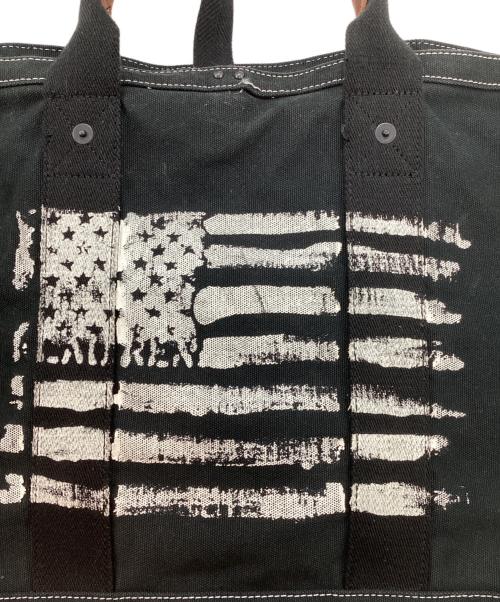 POLO JEANS CO.（ポロジーンズカンパニー）POLO JEANS CO. (ポロジーンズカンパニー) 星条旗プリント キャンバストートバッグ ブラックの古着・服飾アイテム