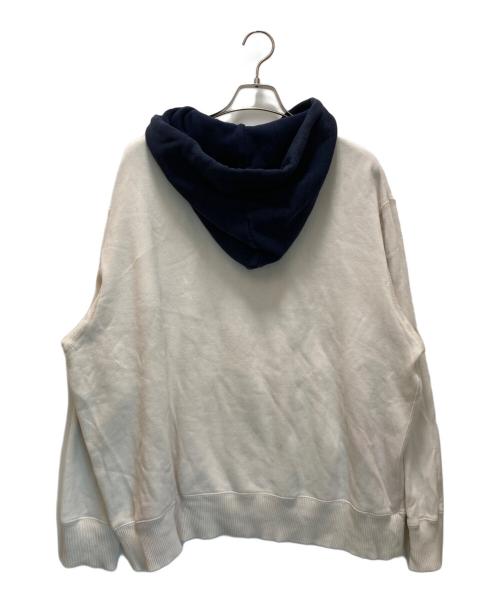 POLO JEANS CO.（ポロジーンズカンパニー）POLO JEANS CO. (ポロジーンズカンパニー) ロゴ刺繍後付けパーカー ホワイト×ネイビー サイズ:XLの古着・服飾アイテム