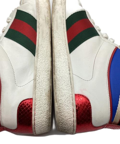 GUCCI（グッチ）GUCCI (グッチ) ハイカットスニーカー ホワイト×ブルー サイズ:8の古着・服飾アイテム