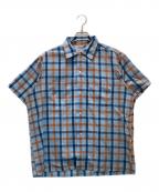 Royal Knightロイヤルナイト）の古着「ヴィンテージオープンカラーチェックシャツ」｜ブルー×ブラウン