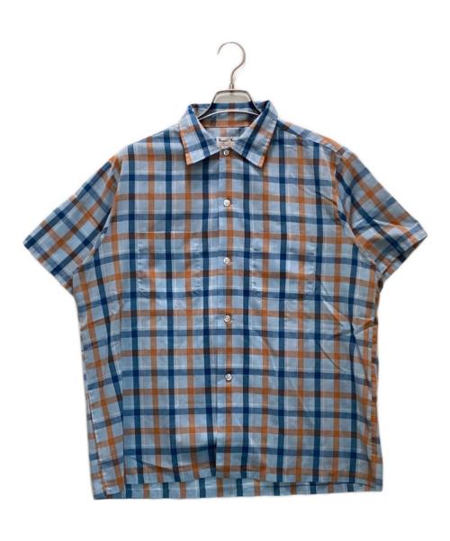 Royal Knight（ロイヤルナイト）Royal Knight (ロイヤルナイト) ヴィンテージオープンカラーチェックシャツ ブルー×ブラウン サイズ:Lの古着・服飾アイテム