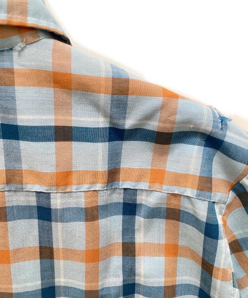 Royal Knight（ロイヤルナイト）Royal Knight (ロイヤルナイト) ヴィンテージオープンカラーチェックシャツ ブルー×ブラウン サイズ:Lの古着・服飾アイテム