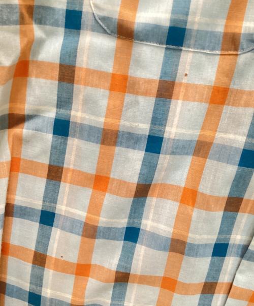 Royal Knight（ロイヤルナイト）Royal Knight (ロイヤルナイト) ヴィンテージオープンカラーチェックシャツ ブルー×ブラウン サイズ:Lの古着・服飾アイテム