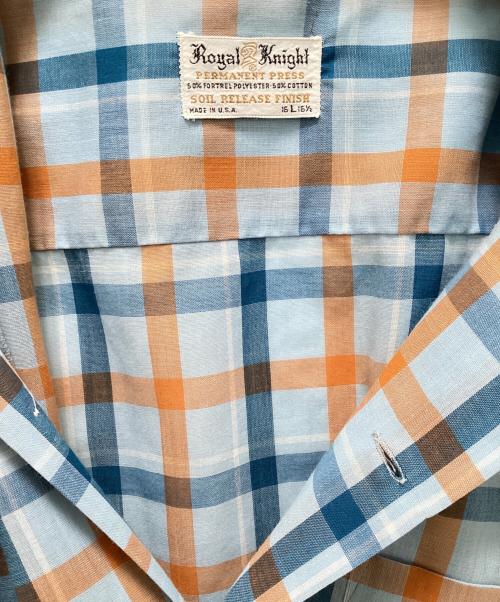 Royal Knight（ロイヤルナイト）Royal Knight (ロイヤルナイト) ヴィンテージオープンカラーチェックシャツ ブルー×ブラウン サイズ:Lの古着・服飾アイテム