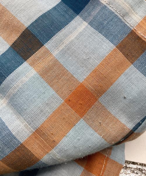 Royal Knight（ロイヤルナイト）Royal Knight (ロイヤルナイト) ヴィンテージオープンカラーチェックシャツ ブルー×ブラウン サイズ:Lの古着・服飾アイテム