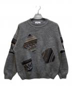 GIVENCHY GENTLEMANジバンシィ ジェントルマン）の古着「ヴィンテージ切替パッチワークニット」｜グレー