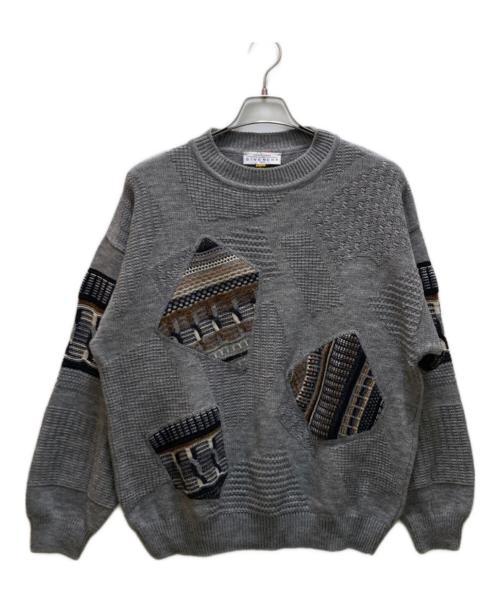 GIVENCHY GENTLEMAN（ジバンシィ ジェントルマン）GIVENCHY GENTLEMAN (ジバンシィ ジェントルマン) ヴィンテージ切替パッチワークニット グレー サイズ:不明の古着・服飾アイテム