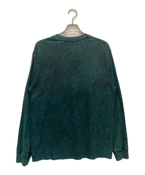 ALEXANDER WANG（アレキサンダー・ワン）ALEXANDER WANG (アレキサンダーワン) ブリーチ加工ロゴ刺繍ロングスリーブカットソー グリーン サイズ:Mの古着・服飾アイテム