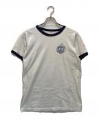 Championチャンピオン）の古着「ヴィンテージリンガーTシャツ」｜ホワイト×ネイビー