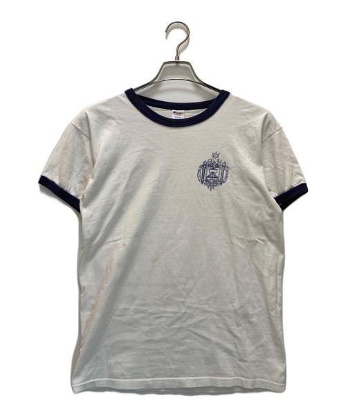 Champion（チャンピオン）Champion (チャンピオン) ヴィンテージリンガーTシャツ ホワイト×ネイビー サイズ:Lの古着・服飾アイテム