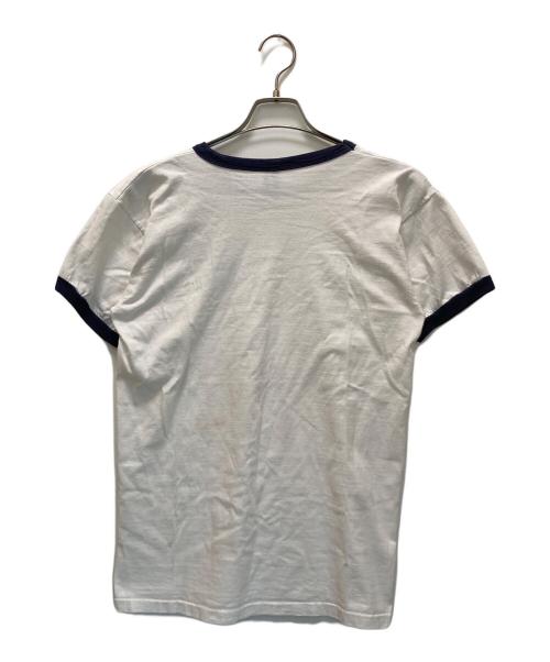 Champion（チャンピオン）Champion (チャンピオン) ヴィンテージリンガーTシャツ ホワイト×ネイビー サイズ:Lの古着・服飾アイテム
