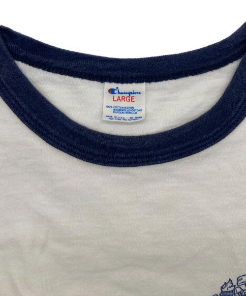 Champion（チャンピオン）Champion (チャンピオン) ヴィンテージリンガーTシャツ ホワイト×ネイビー サイズ:Lの古着・服飾アイテム