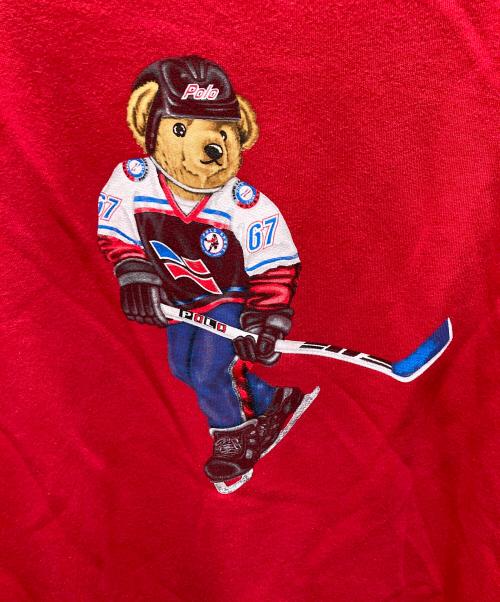 POLO RALPH LAUREN（ポロ・ラルフローレン）POLO RALPH LAUREN (ポロ・ラルフローレン) アイスホッケーポロベアプリントスウェット レッド サイズ:Mの古着・服飾アイテム