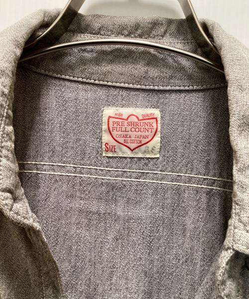 FULLCOUNT（フルカウント）FULLCOUNT (フルカウント) マチ付ブラックシャンブレーシャツ グレー サイズ:36の古着・服飾アイテム