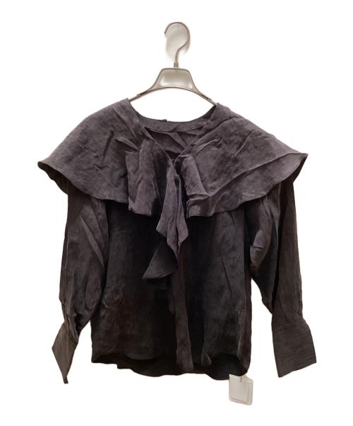 SALON adam et rope'（サロンアダムエロペ）SALON adam et rope' (サロンアダムエロペ) ビンテージライクラッフルカラーブラウス グレー サイズ:SIZE F 未使用品の古着・服飾アイテム