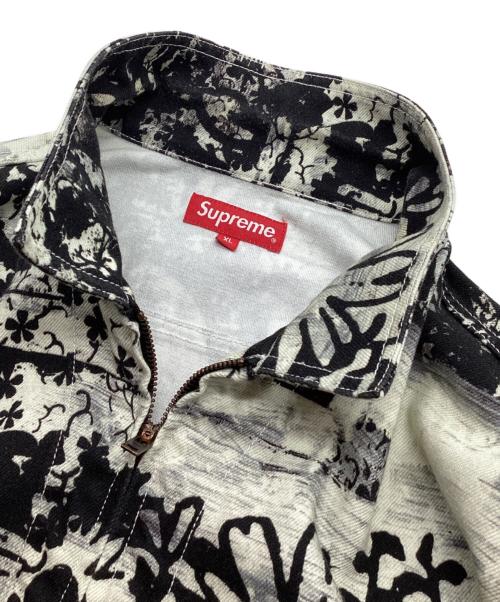 SUPREME（シュプリーム）SUPREME (シュプリーム) Christopher Wool (クリストファーウール) コラボデニムワークジャケット ブラック×ホワイト サイズ:XLの古着・服飾アイテム