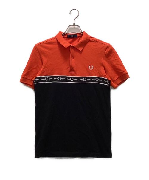 FRED PERRY（フレッドペリー）FRED PERRY (フレッドペリー) ロゴテープバイカラーポロシャツ オレンジ×ブラック サイズ:Sの古着・服飾アイテム