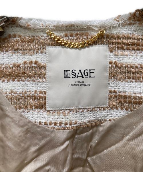 journal standard L'essage（ジャーナルスタンダード レサージュ）journal standard L'essage (ジャーナルスタンダード レサージュ) GIOLICA ツイードワイドジャケット ベージュ×ホワイト サイズ:ＦＲＥＥ　　の古着・服飾アイテム