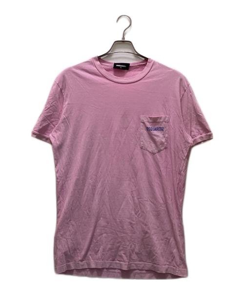 DSQUARED2（ディースクエアード）DSQUARED2 (ディースクエアード) ロゴプリントポケットTシャツ ピンク サイズ:XLの古着・服飾アイテム