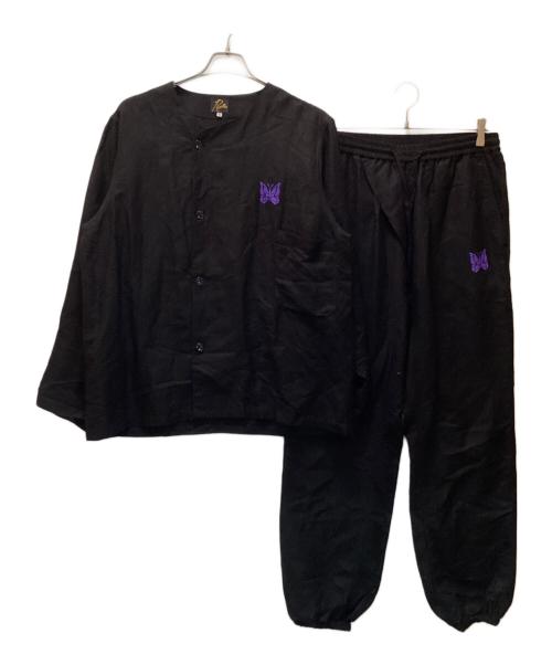 Needles（ニードルズ）Needles (ニードルズ) リネンレーヨンノーカラーシャツセットアップ ブラック サイズ:Mの古着・服飾アイテム