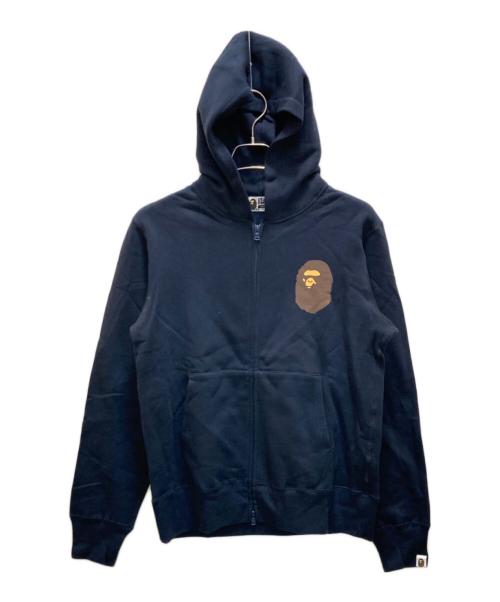 A BATHING APE（ア ベイシング エイプ）A BATHING APE (ア ベイシング エイプ) サルプリント ダブルジップパーカー ネイビー サイズ:Mの古着・服飾アイテム
