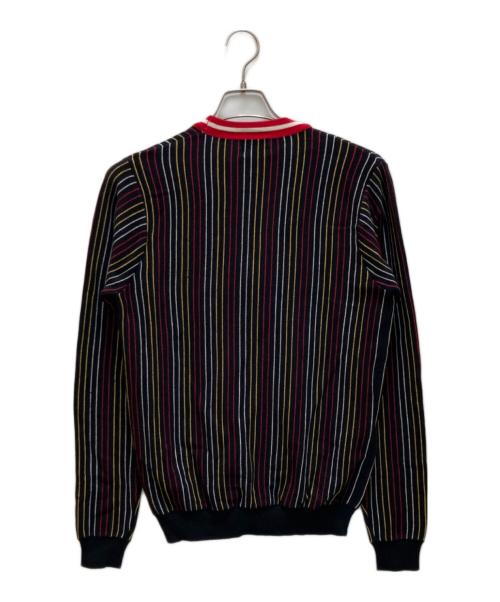 stussy（ステューシー）stussy (ステューシー) ストライプニットカーディガン ブラック×レッド サイズ:Sの古着・服飾アイテム
