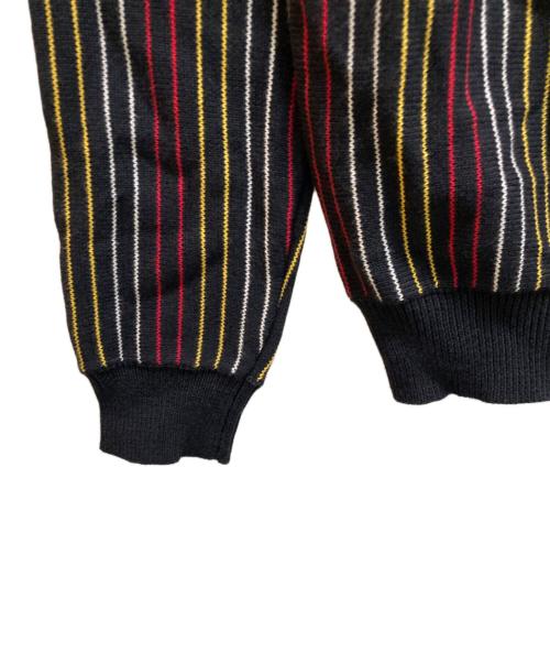 stussy（ステューシー）stussy (ステューシー) ストライプニットカーディガン ブラック×レッド サイズ:Sの古着・服飾アイテム