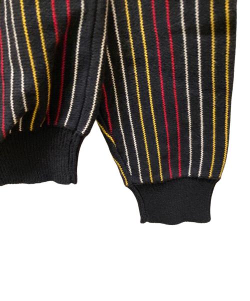 stussy（ステューシー）stussy (ステューシー) ストライプニットカーディガン ブラック×レッド サイズ:Sの古着・服飾アイテム