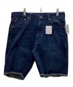 stussy×ROUGH AND RUGGEDステューシー×ラフアンドラゲッド）の古着「バッククラウン カットオフデニムハーフパンツ」｜インディゴ