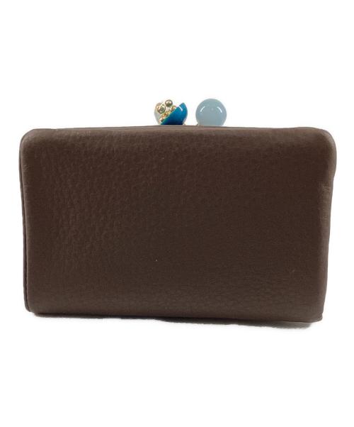 ear PAPILLONNER（イアパピヨネ）ear PAPILLONNER (イアパピヨネ) 牛革がま口二つ折り財布 ブラウン 未使用品の古着・服飾アイテム