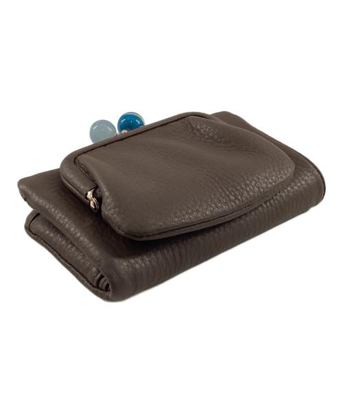 ear PAPILLONNER（イアパピヨネ）ear PAPILLONNER (イアパピヨネ) 牛革がま口二つ折り財布 ブラウン 未使用品の古着・服飾アイテム