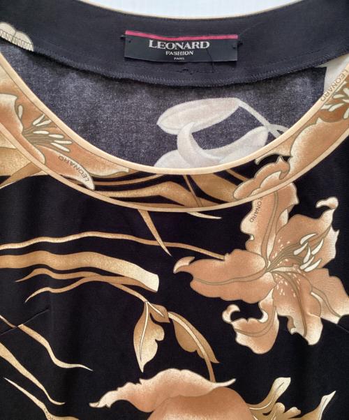 LEONARD（レオナール）LEONARD (レオナール) ジャージーノースリーブカットソー ブラック×ベージュ サイズ:Lの古着・服飾アイテム