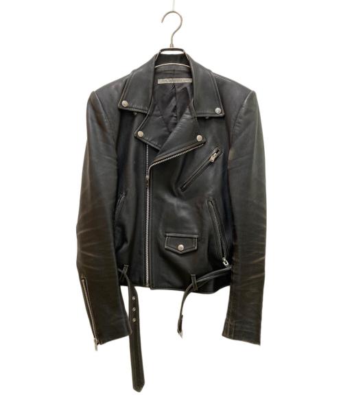 JOHN LAWRENCE SULLIVAN（ジョン ローレンス サリバン）JOHN LAWRENCE SULLIVAN (ジョン ローレンス サリバン) ラムスキン ダブルライダースジャケット ブラック サイズ:34の古着・服飾アイテム