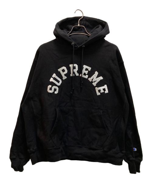 Champion（チャンピオン）Champion (チャンピオン) SUPREME (シュプリーム) アーチロゴフーデッドスウェットシャツ ブラック サイズ:Xの古着・服飾アイテム