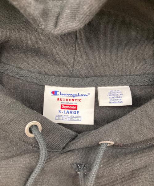 Champion（チャンピオン）Champion (チャンピオン) SUPREME (シュプリーム) アーチロゴフーデッドスウェットシャツ ブラック サイズ:Xの古着・服飾アイテム