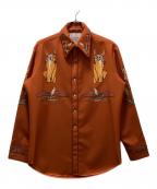 Viola Graeヴィオラグレー）の古着「ホース刺繍ヴィンテージウエスタンシャツ」｜オレンジ