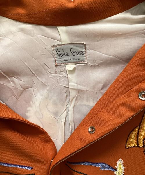 Viola Grae（ヴィオラグレー）Viola Grae (ヴィオラグレー) ホース刺繍ヴィンテージウエスタンシャツ オレンジ サイズ:16の古着・服飾アイテム