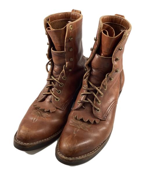 HATHORN（ハソーン）HATHORN (ハソーン) レースアップウエスタンブーツ ブラウン サイズ:7Dの古着・服飾アイテム